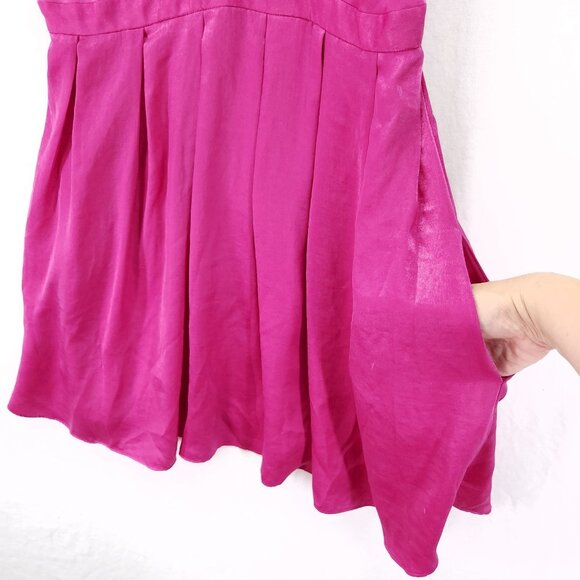 Free People Satin Mini Dress Size 10 Gabbys Party All Night Low V-Neck Pockets - Picture 9 of 15